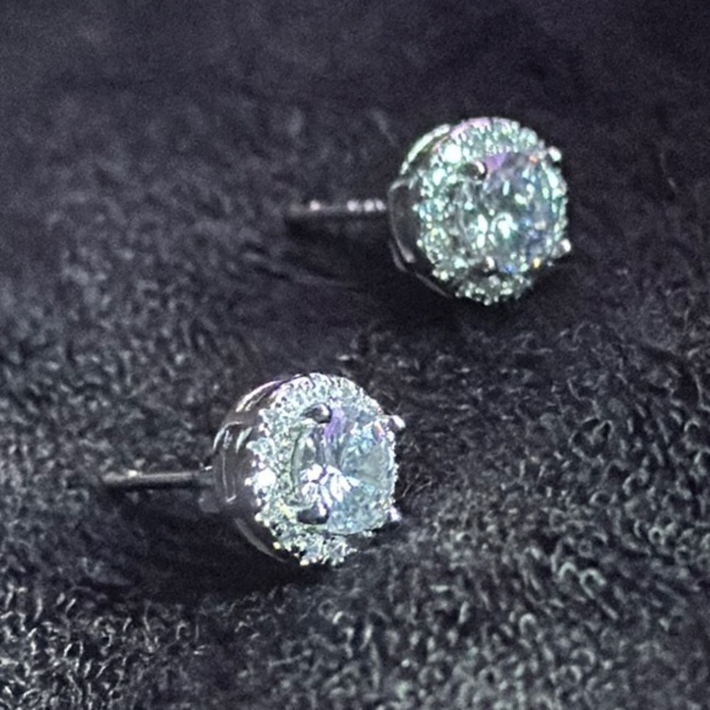 Halo Set Diamond 💎 Series Sterling Silver 925 Stud Earring Pair NIB